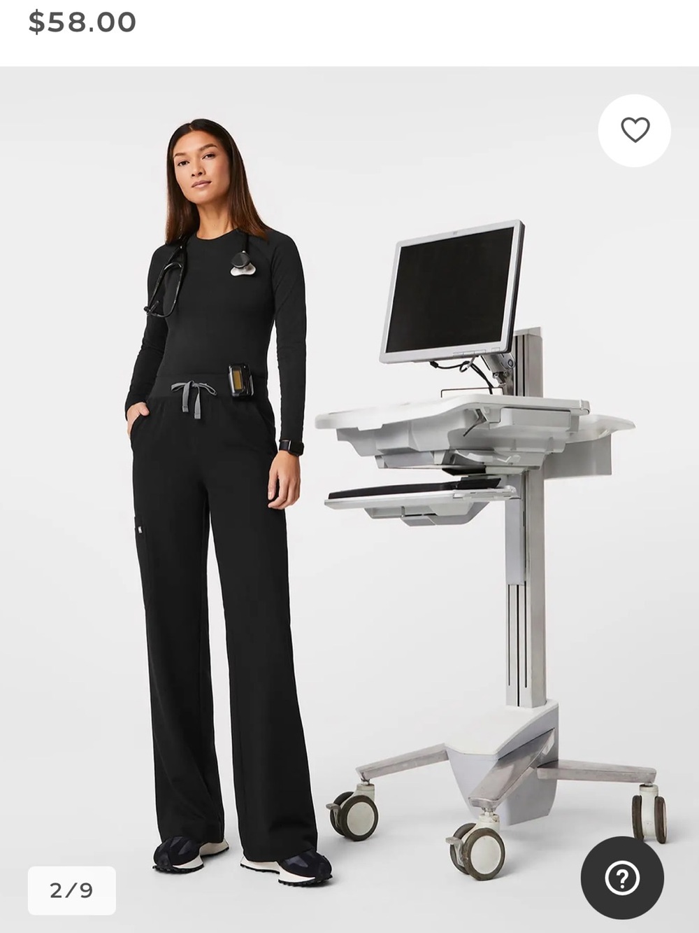 Figs Black Isabel High-Waisted Wide-Leg Scrub Bottoms